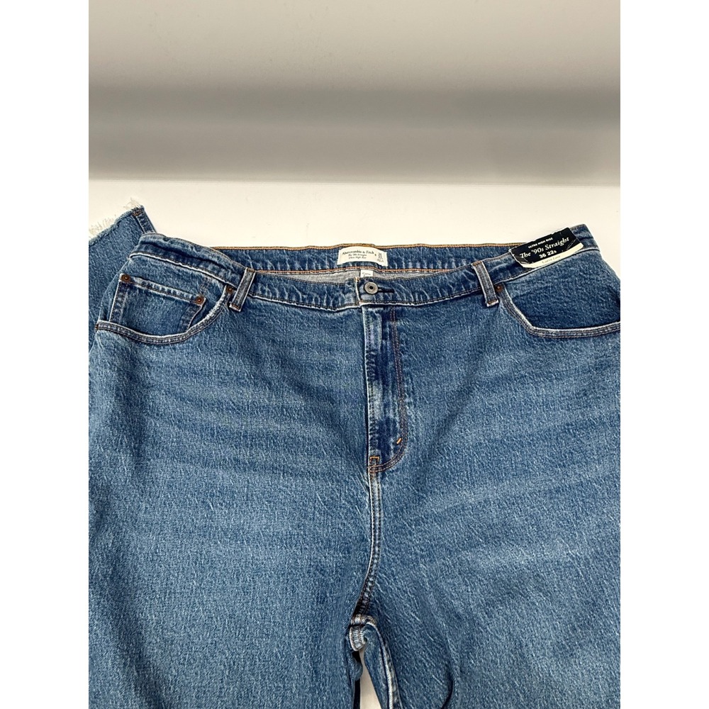 Abercrombie & Fitch 90s Straight Ultra High Rise Curve Love Jeans Blue 36 22s - Picture 2 of 5